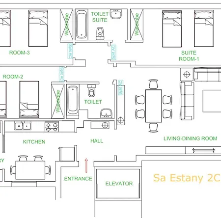 Sa Coromina & Sa Estany Apartments Spacious 2X140 M2 - 1 Min Walk To Beach And Restaurants